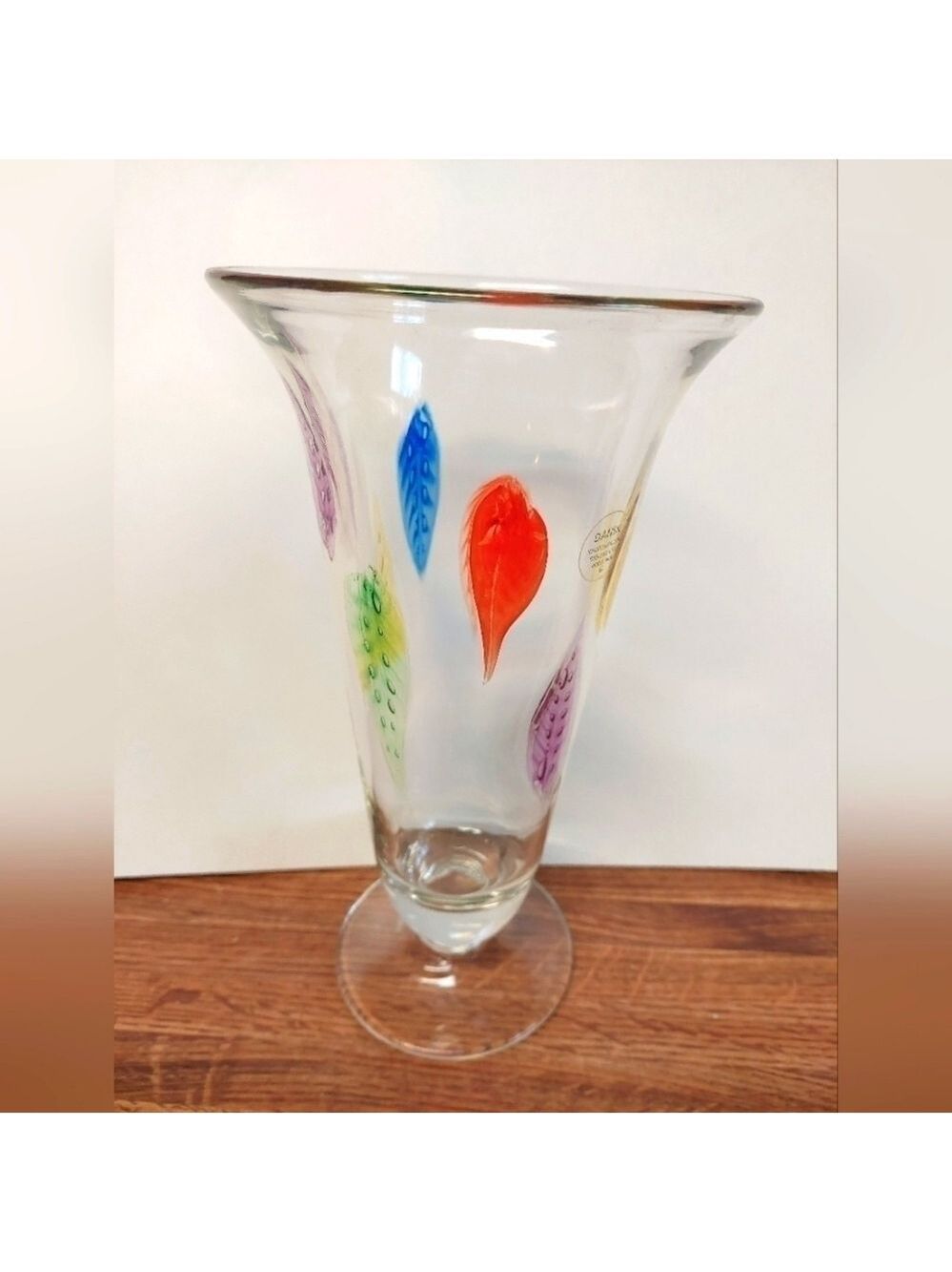 Vintage* Hand-blown Colourful Dansk Feathered Glass Tulip Vase